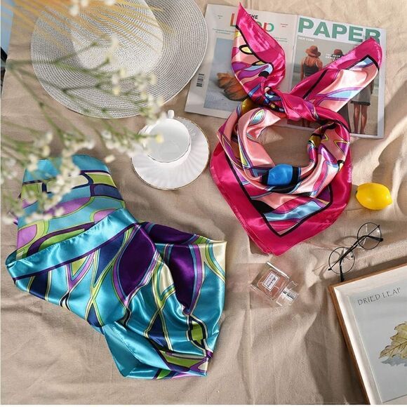 2 piece silky scarf set main image 4